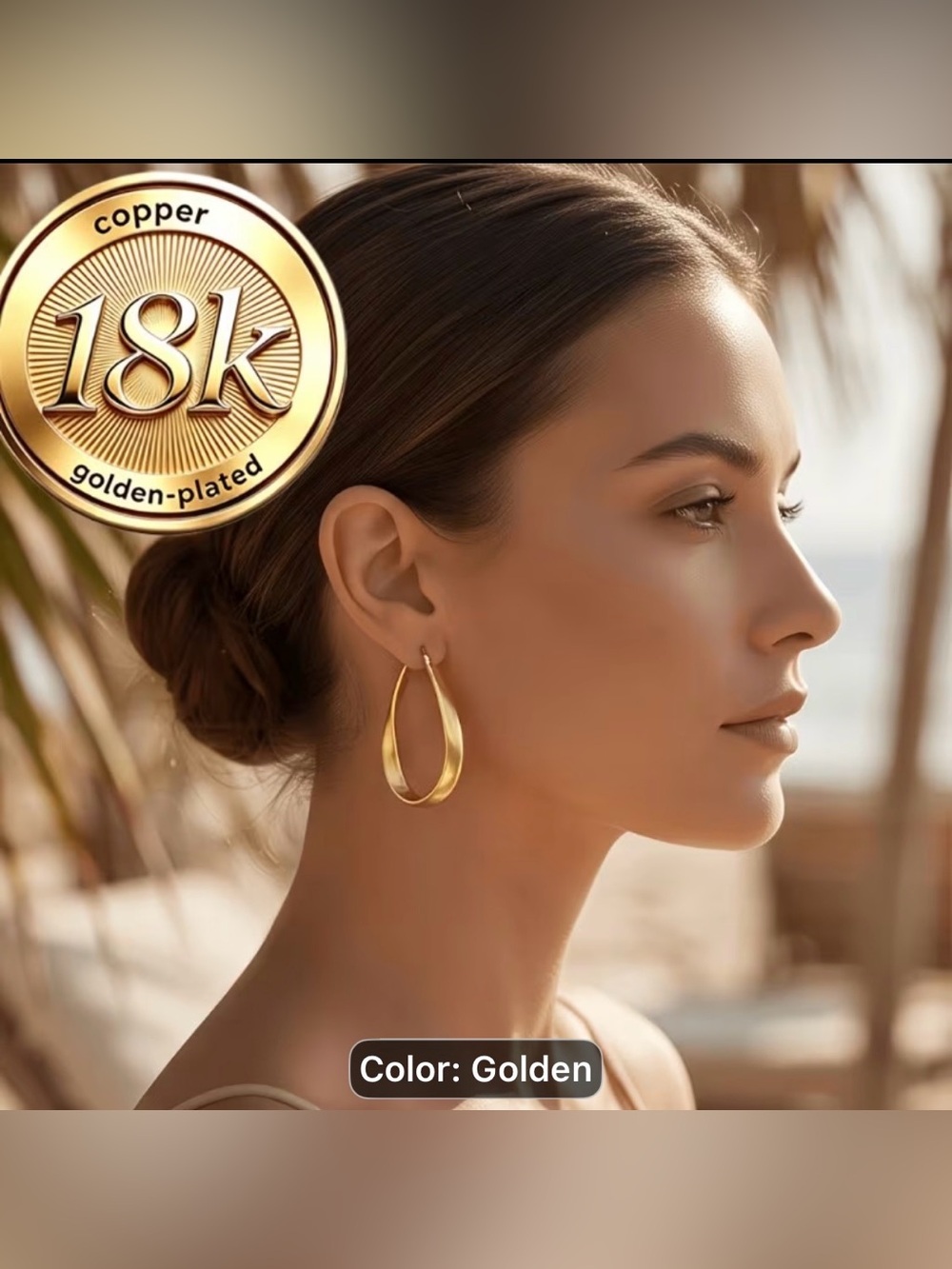 Elegant Golden Hoop Drop Earrings – 18k Gold-Plated